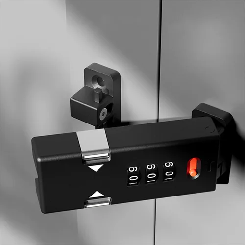 Miniatura 4 de INIRET Cerradura para gabinete, cierres para puertas de granero, cerraduras de seguridad de 3 dígitos, cerradura de seguridad de combinación
