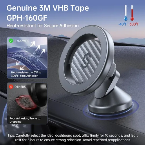Miniatura 5 de SYNCWIRE Soporte magnético para automóvil MagSafe para el salpicadero del automóvil, rotación de 360°, soporte de teléfono para el automóvil