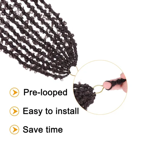 Miniatura 72 de ZRQ Butterfly Locs Cabello de Ganchillo Corto 6 Paquetes Negro Cabello Bob de Ganchillo 8 Pulgadas Locs Sintéticos Desordenados Desgastados Trenzas