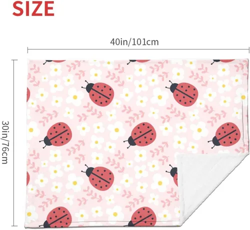 Miniatura 4 de Bonita manta de bebé de mariquita para niñas y niños, manta de felpa suave, para niños pequeños y recién nacidos, guardería, cochecito, cuna, regalo