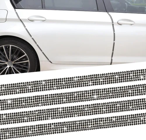 TOMALL Bling Protector de Puerta de Coche Parachoques Anticolisión Tira Adhesiva de Cristal Antiarañazos Cristales Protector de Parachoques de Negro
