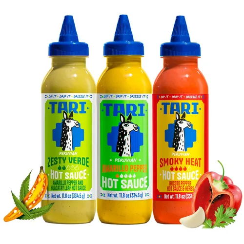 Miniatura 10 de Tari Salsa picante - Paquete variado de pimienta amarillo - Aji Amarillo y Zesty Verde - 11.8 oz cada uno (2 unidades)