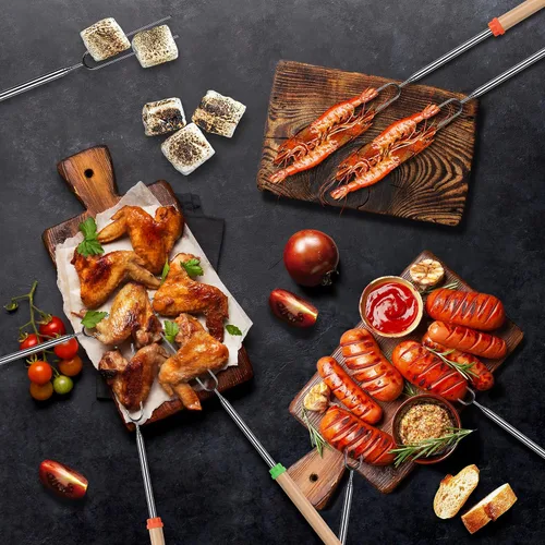 Miniatura 3 de BRIOUT - Palos para asar malvaviscos - Palitos para s'mores para fogata - Brochetas para hot dog y malvaviscos para fogata de camping - Tenedores