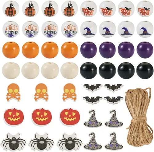 Miniatura 8 de 100 cuentas de madera de Navidad, árbol de Navidad, ciervos, copos de nieve, cuentas de madera natural, cuentas de madera rústica de 0.591-0.650 in