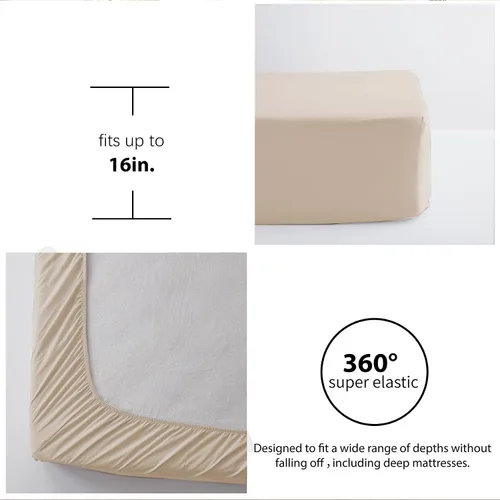Miniatura 6 de Anluoer Juego de edredón Full completo, juego de cama acolchado beige en bolsa de 7 piezas con edredones y sábanas, juegos de ropa de cama