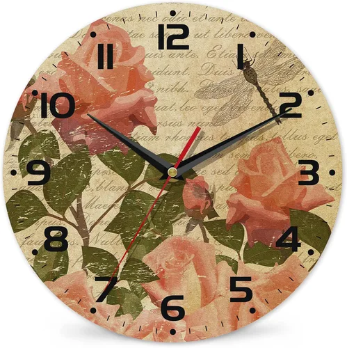 Miniatura 16 de Reloj para sala de estar, reloj de pared de vino abstracto, reloj de pared de madera vintage, silencioso sin tictac, funciona con pilas, números