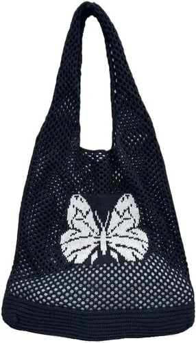 ENBEI Bolsas bohemias, bolsa de punto de hombro, bolsa de mano Y2K estética, bolso de ganchillo lindo para mujeres, regalos hippie