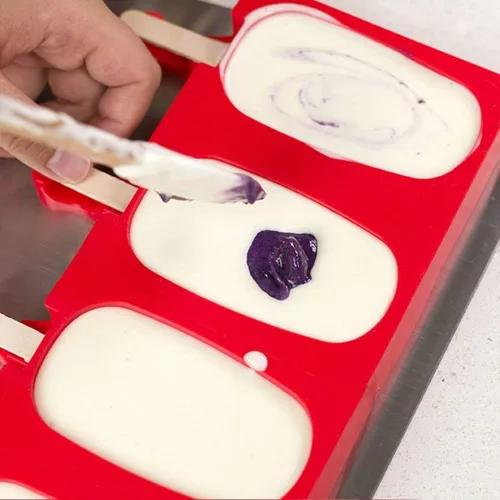 Miniatura 5 de Moldes caseros de silicona para paletas con tapa, sin BPA, moldes para paletas de hielo con 3 cavidades, para hacer pasteles, helados y paletas