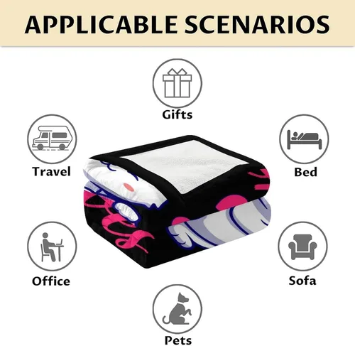 Miniatura 6 de Manta de gato para regalo, 30 x 40 pulgadas, bonita manta de gato para niños, mantas negras de felpa suave y esponjosa para sofá, oficina