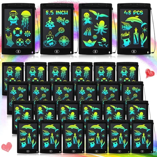 Zhehao 48 tabletas de escritura LCD para niños de 8.5 pulgadas, almohadillas de dibujo borrables a granel, almohadillas de dibujo, juguete de Negro