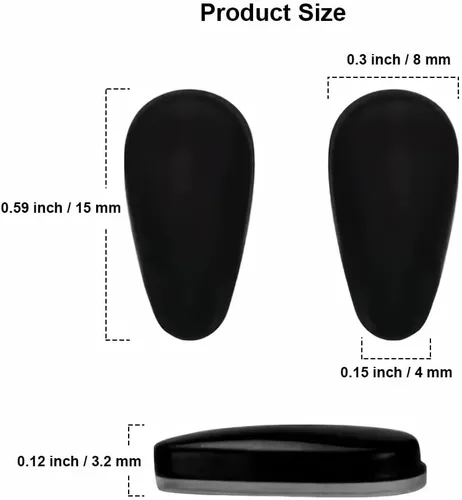 Miniatura 6 de Mr.ZzjOOj Almohadillas de nariz para gafas, 0.126 in de silicona adhesiva, almohadilla de nariz antideslizante para gafas, 12 pares (negro)