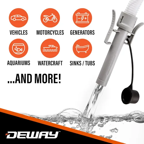 Miniatura 2 de Bomba de transferencia de combustible automática DEWAY con parada automática y pitido, potente alimentación por batería AA con opción