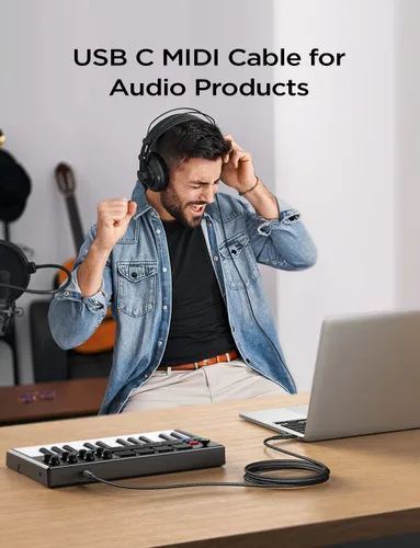 Miniatura 5 de AINOPE Cable de impresora USB C de 6.6 pies, negro, trenzado de nailon, para Yamaha, piano digital Casio, teclado, hp, hermano, impresoras Canon