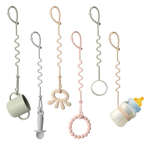 Miniatura 10 de Andy Bear Correas de juguete para bebé, correas de seguridad de juguete de silicona para silla alta, correas de juguete para cochecitos, silla alta