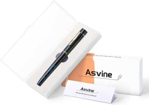 Miniatura 6 de Asvine C2000 Alemania Cumberland Ebonite Pluma Estilográfica #8 Punta Media, Gran Pluma Artesanal con Convertidor y Caja de Metal, Colección Set