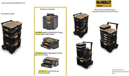 Miniatura 5 de DEWALT TOUGHSYSTEM 2.0 Organizador de herramientas y unidad de almacenamiento de 3 cajones (DWST08330)