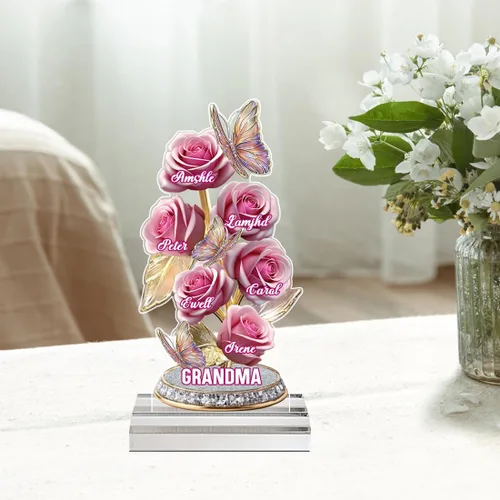 Miniatura 8 de Placa acrílica personalizada de narcisos con nombre del niño, cada rosa sostiene una pieza de tu corazón, letrero de mariposas y flores, placa plana