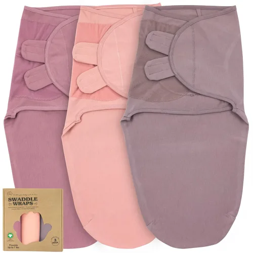 Miniatura 30 de Mantas para envolver para recién nacidos – Juego de 3 mantas para bebé de 0-3 meses – Saco de dormir ajustable – Envuelto suave de algodón orgánico