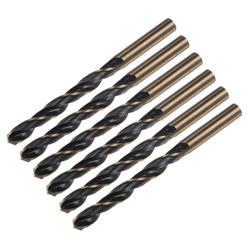 Miniatura 21 de uxcell 6 brocas Jobber de 0.118 in de nitruro negro y oro recubierto de titanio 4341 de alta velocidad (HSS) Brocas helicoidales de punto dividido