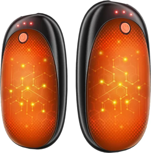 20H AI - Calentadores de manos recargables 2 unidades, calentador de bolsillo portátil de 6000 mAh, calentador de manos de calentamiento rápido,