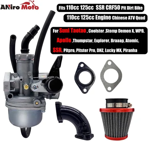Miniatura 2 de Juego de Filtro de Aire de Carburador PZ22 de 22 mm para Motocicletas SSR CRF50 de 110 cc y 125 cc, Sunl Taotao Pit Bike ATV de Aniro Moto