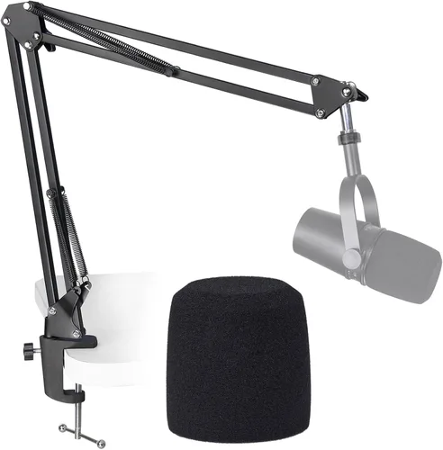 Miniatura 8 de SUNMON Shure MV7 Pop Filter - Cubierta de espuma para parabrisas de micrófono profesional compatible con micrófono Shure MV7 Podcast para minimizar