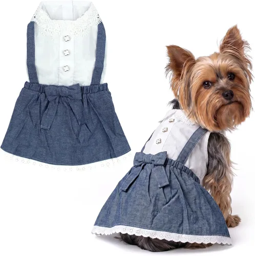 Parisian Pet Chambray - Vestido para perro - Ligero sin mangas para perro, niña, talla XS Chambray en general