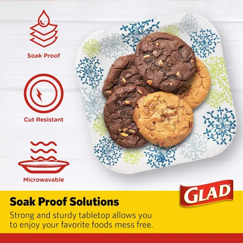 Miniatura 3 de Glad - Platos de papel desechables cuadrados para todas las ocasiones