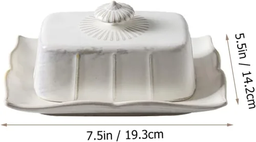 Miniatura 9 de Hemoton Mantequillera de cerámica con tapa de 7.59 x 5.59 x 3.54 pulgadas, caja de mantequilla cubierta para cocina, alimentos, servir queso