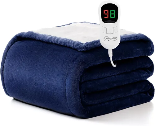 Homemate - Cobija eléctrica térmica con apagado automático en 1/2/4/6/8 horas, 10 niveles de calor, 50 x 60 pulgadas, sin sobrecalentamiento, tela