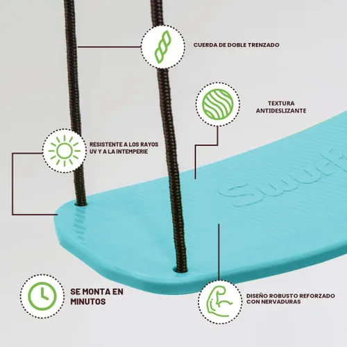 Miniatura 5 de Swurfer Kick Stand Up Surfing Tree Swing Outdoor Swings for Kids Up to 200 Lbs - Hang from Up to 10 Feet High - Includes 24" SwingBoard, UV Azul