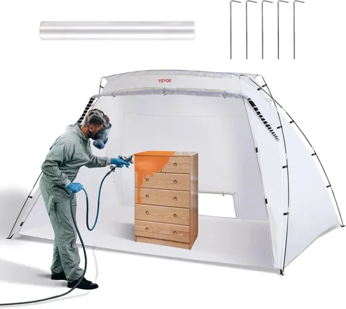 VEVOR Cabina de pintura portátil, tienda de campaña de pintura en aerosol más grande de 10 x 7 x 6 pies con pantalla integrada de piso y malla y