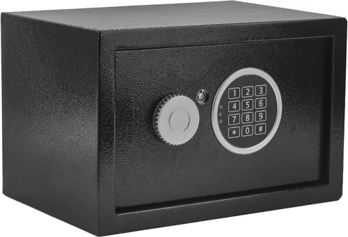 Caja de seguridad de acero de 0.43 pies cúbicos con teclado digital, caja fuerte electrónica para el hogar, oficina, hotel, negocios, pistola segura