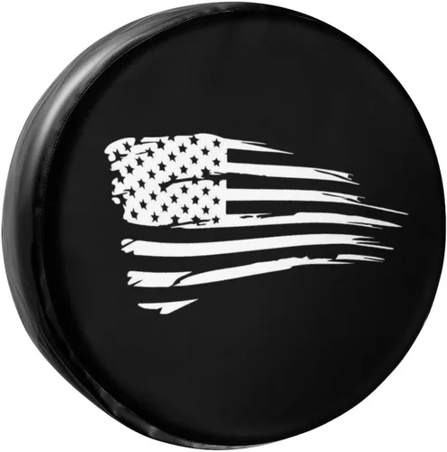 Miniatura 20 de Funda para neumático de repuesto de vaca con bandera estadounidense, de piel sintética, para remolque, RV, SUV y muchos vehículos, 14 pulgadas