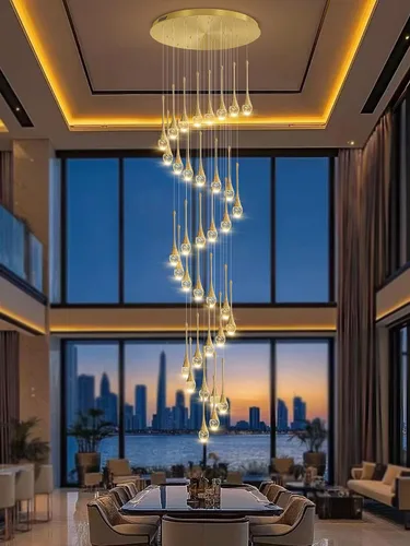 Miniatura 13 de ykolupty Candelabro Moderno de 138'', 20 Luces, Lámpara Colgante Moderna Negra, Candelabro Grande para Escalera, Vestíbulo, Sala de Estar, Negro