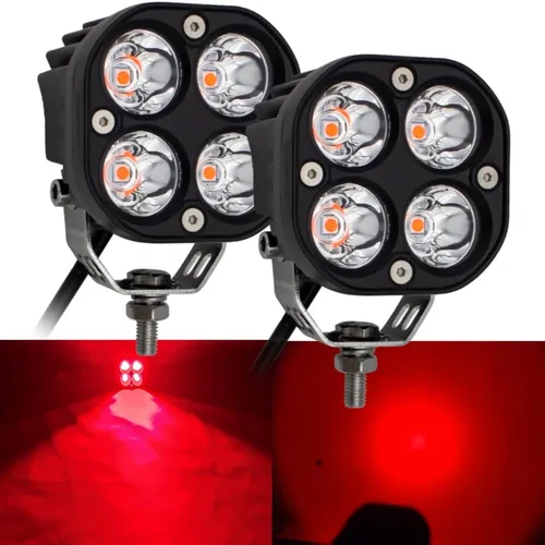 Luces antiniebla LED rojas para conducción todoterreno, luces de trabajo auxiliares, 2 unidades, 40 W, 3 pulgadas, luces rojas de pesca para caza,