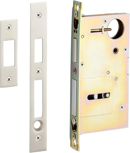 Miniatura 2 de Signature Hardware 483730 Tirador de puerta de privacidad alargado de latón con bolsillo de 8-1/2 pulgadas de alto