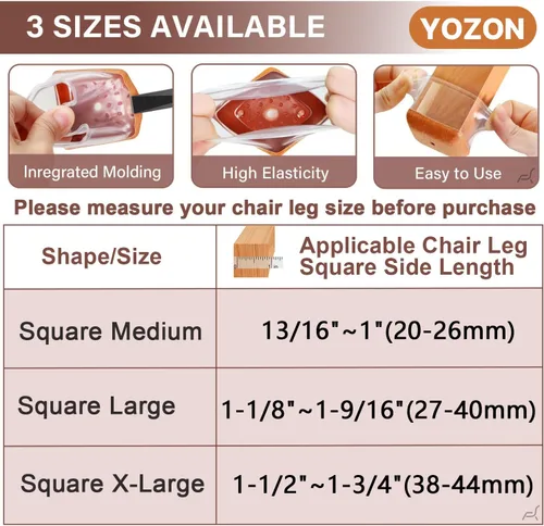 Miniatura 4 de Protectores de suelo para patas de silla cuadrados, protectores de suelo para patas de silla de silicona, tapas de fieltro, fortalecimiento
