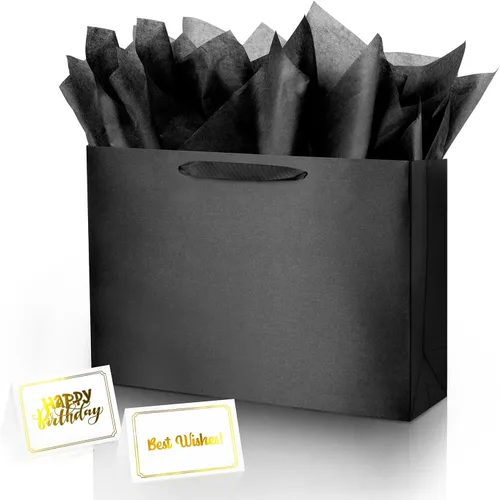 Miniatura 13 de Bolsa de regalo beige con papel de seda de color sólido sedoso para mujeres y hombres, boutique, cumpleaños, aniversario, boda, 13 pulgadas