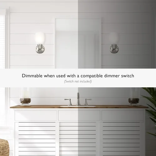 Miniatura 5 de Design House Lydia - Aplique de pared, 1 luz, vidrio esmerilado, regulable, interruptor de encendido/apagado giratorio, níquel satinado, 4.88