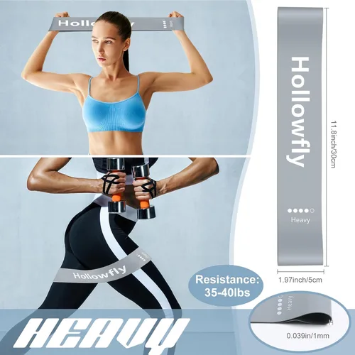 Miniatura 3 de Hollowfly 12 bandas de ejercicio de látex para entrenamiento de glúteos, bandas de ejercicio elásticas antideslizantes para piernas, sentadillas