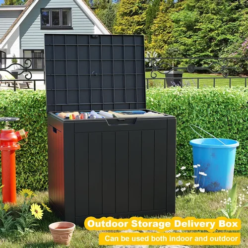 Miniatura 3 de ROJIK Caja de almacenamiento para exteriores, muebles de patio, herramientas de jardín, cojines, accesorios de piscina, caja de resina impermeable