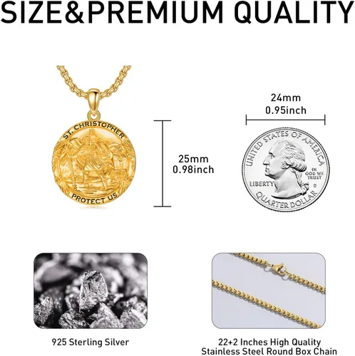 Miniatura 57 de CEKAMA - Collar de plata de ley 925 con dije de amuleto para hombres y mujeres, con cadena de 0.098 in, 22 pulgadas + 2 pulgadas