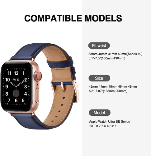 Miniatura 4 de correas compatibles con Apple Watch de 1.49, 1.57, 1.65 y 1.73 pulgadas; correa de repuesto de cuero auténtico compatible con Apple Watch Series 5