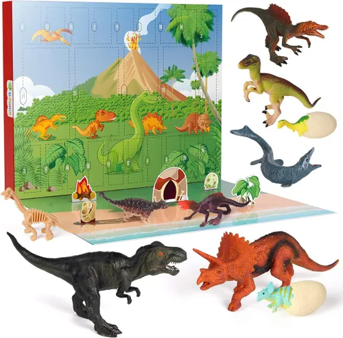 D-FantiX Calendario de Adviento de Dinosaurios 2025 para Niños, Calendario de Adviento de 24 Días de Cuenta Regresiva para Navidad, Juguetes de