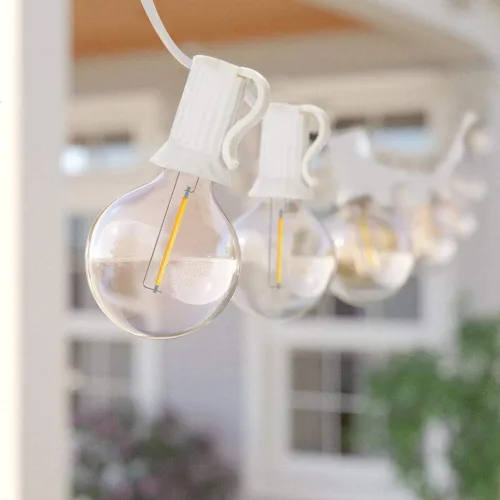 Miniatura 10 de Cadena de luces LED G40 para exteriores de Navidad de 50 pies, cadena de luces colgantes de globo con 27 LED inastillables, luces rojas y verdes