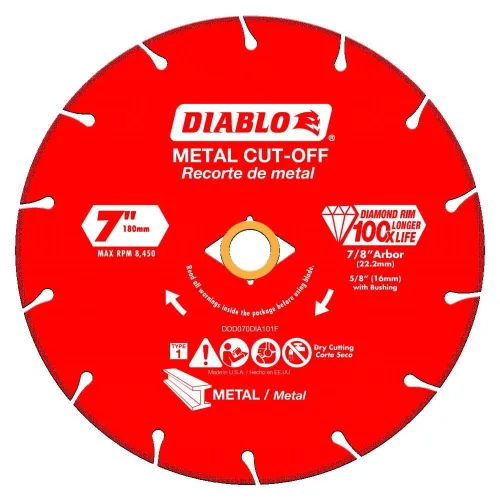 Miniatura 26 de Diablo Disco de corte de metal de diamante para metal, durabilidad extrema y larga vida útil, segmentado, 5 pulgadas de diámetro, eje de 7/8