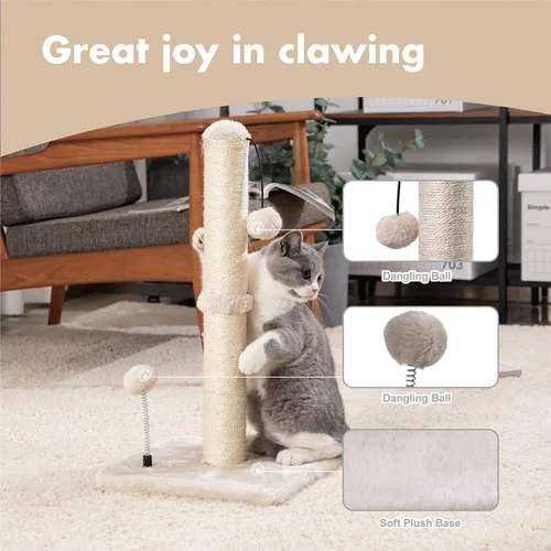 Miniatura 2 de MECOOL Poste Rascador para Gatos Premium Basics - Rascador de sisal con bola colgante de 22 pulgadas para gatitos o gatos más pequeños