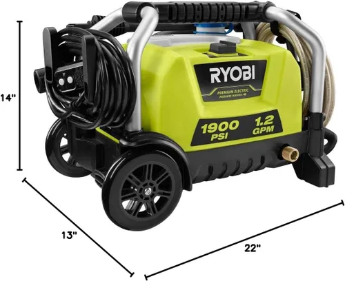 Miniatura 5 de RYOBI RY1419MTVNM 1900 PSI 1.2 GPM Lavadora a presión eléctrica con ruedas para agua fría