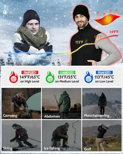 Miniatura 4 de FUNPRO Chaleco térmico para hombres y mujeres, chaleco de calefacción eléctrica resistente al viento, chaqueta deportiva sin mangas Softshell
